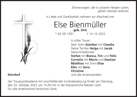 Anzeige von Else Bienmüller von MGO