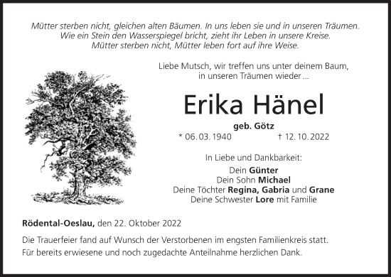 Anzeige von Erika Hänel von MGO