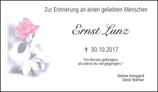 Anzeige von Ernst Lunz von MGO