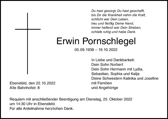 Anzeige von Erwin Pornschlegel von MGO