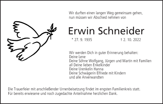 Anzeige von Erwin Schneider von MGO