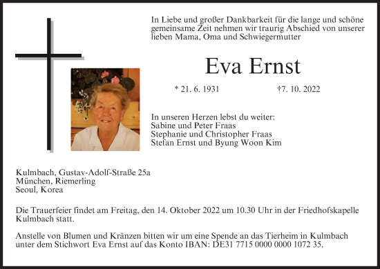 Anzeige von Eva Ernst von MGO