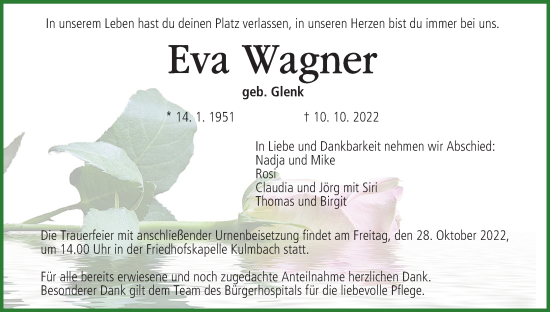 Anzeige von Eva Wagner von MGO