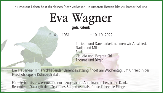 Anzeige von Eva Wagner von MGO