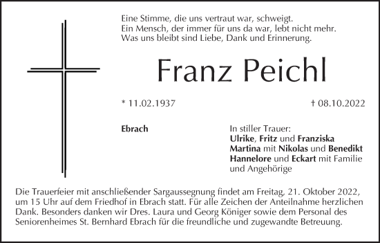 Anzeige von Franz Peichl von MGO