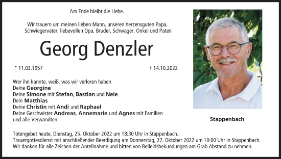 Anzeige von Georg Denzler von MGO