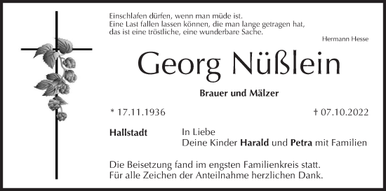Anzeige von Georg Nüßlein von MGO