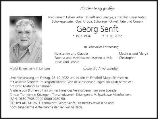 Anzeige von Georg Senft von MGO