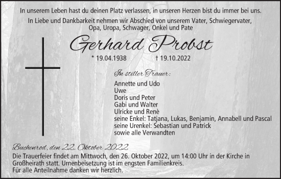 Anzeige von Gerhard Probst von MGO