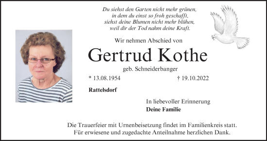 Anzeige von Gertrud Kothe von MGO