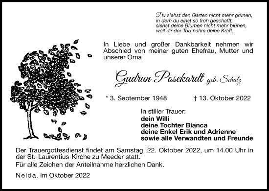 Anzeige von Gudrun Posekardt von MGO