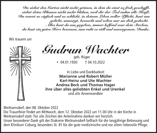 Anzeige von Gudrun Wachter von MGO