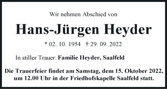 Anzeige von Hans-Jürgen Heyder von MGO