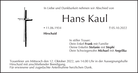 Anzeige von Hans Kaul von MGO