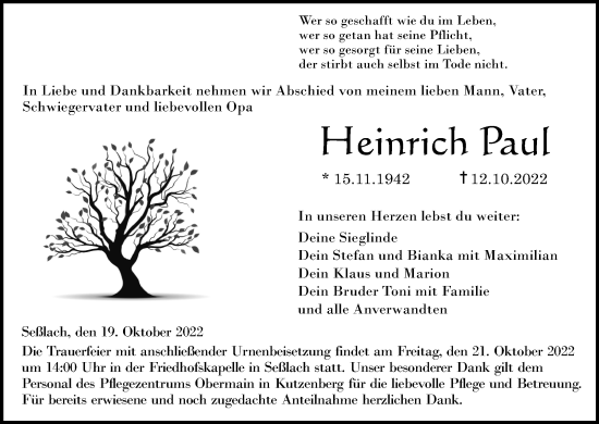 Anzeige von Heinrich Pauk von MGO
