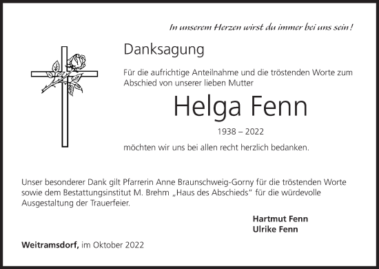 Anzeige von Helga Fenn von MGO