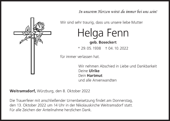 Anzeige von Helga Fenn von MGO