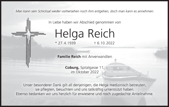 Anzeige von Helga Reich von MGO