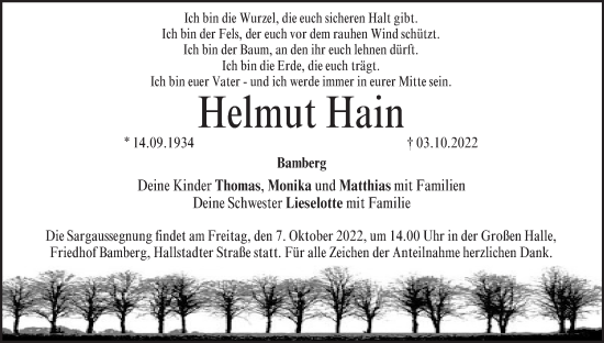 Anzeige von Helmut Hain von MGO