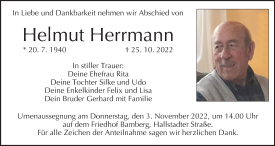 Anzeige von Helmut Herrmann von MGO