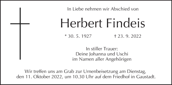 Anzeige von Herbert Findeis von MGO