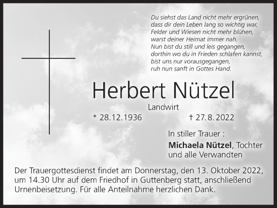 Anzeige von Herbert Nützel von MGO