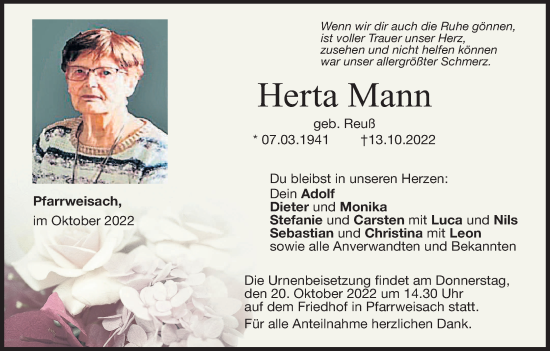 Anzeige von Herta Mann von MGO