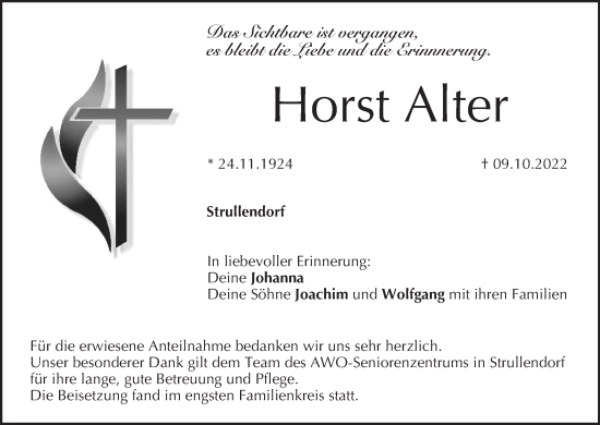 Anzeige von Horst Alter von MGO