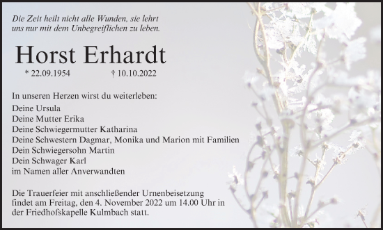 Anzeige von Horst Erhardt von MGO