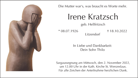 Anzeige von Irene Kratzsch von MGO