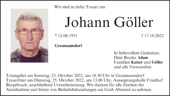 Anzeige von Johann Göller von MGO
