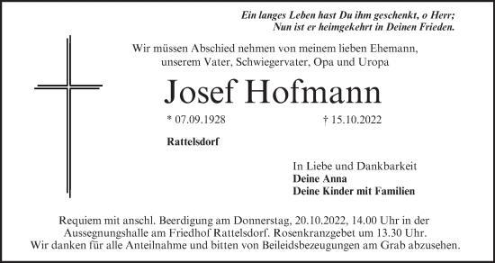 Anzeige von Josef Hofmann von MGO