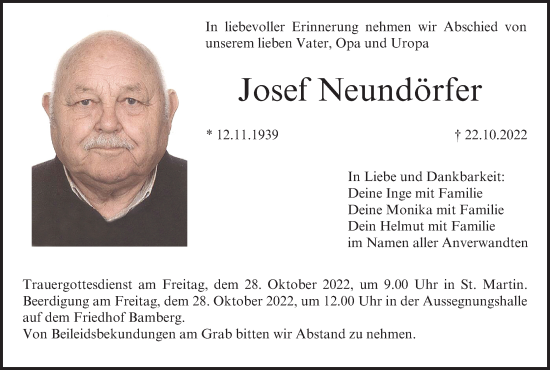 Anzeige von Josef Neundörfer von MGO