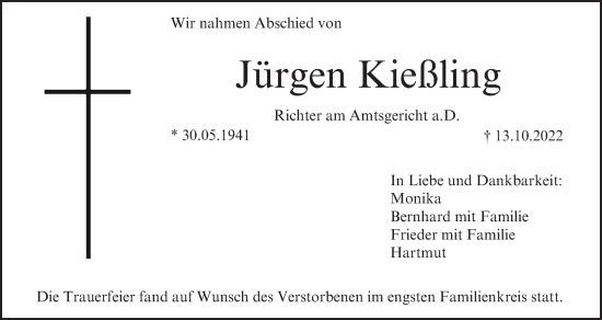 Anzeige von Jürgen Kießling von MGO
