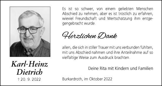 Anzeige von Karl-Heinz Dietrich von MGO