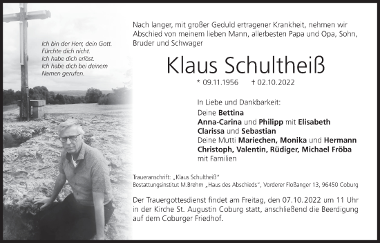 Anzeige von Klaus Schultheiß von MGO