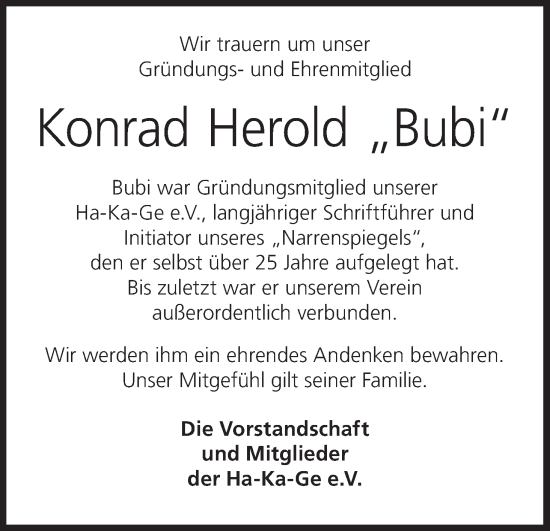Anzeige von Konrad Herold von MGO