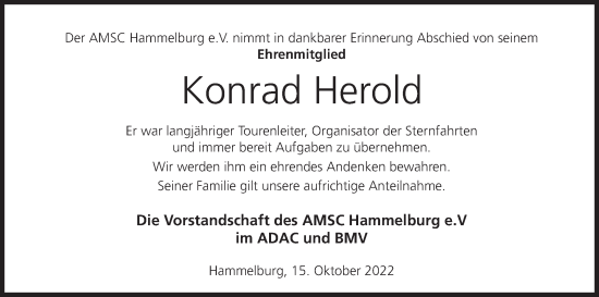 Anzeige von Konrad Herold von MGO