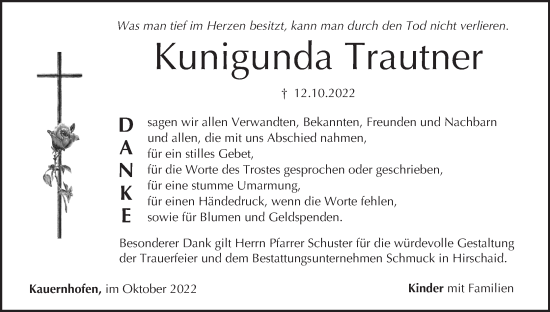 Anzeige von Kunigunda Trautner von MGO