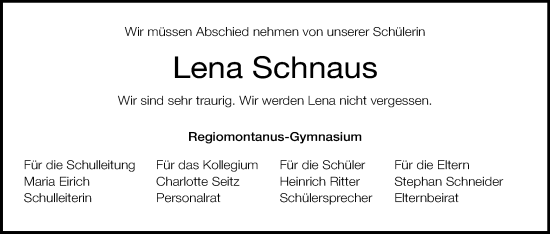 Anzeige von Lena Schnaus von MGO