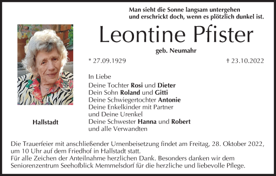 Anzeige von Leontine Pfister von MGO
