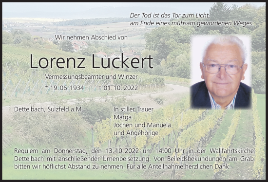Anzeige von Lorenz Luckert von MGO