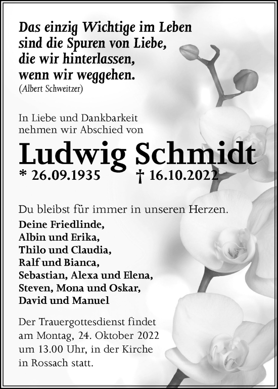 Anzeige von Ludwig Schmidt von MGO