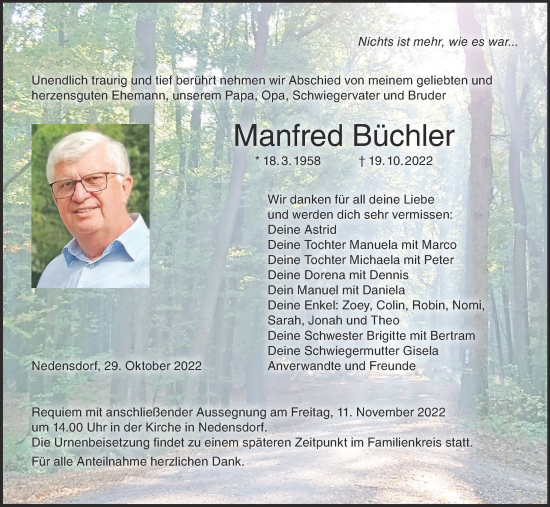 Anzeige von Manfred Büchler von MGO
