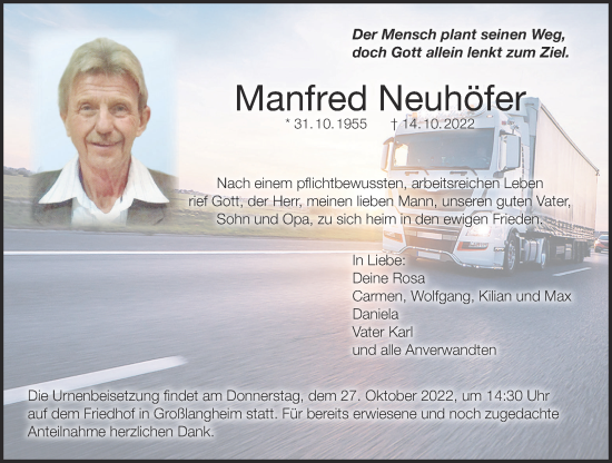 Anzeige von Manfred Neuhöfer von MGO