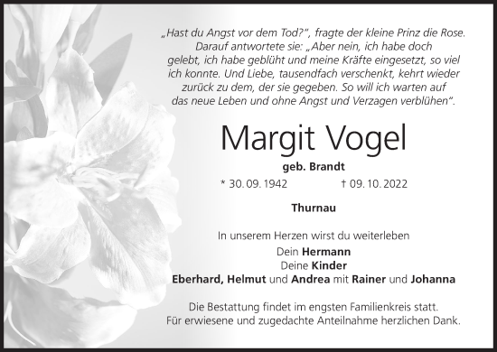Anzeige von Margit Vogel von MGO