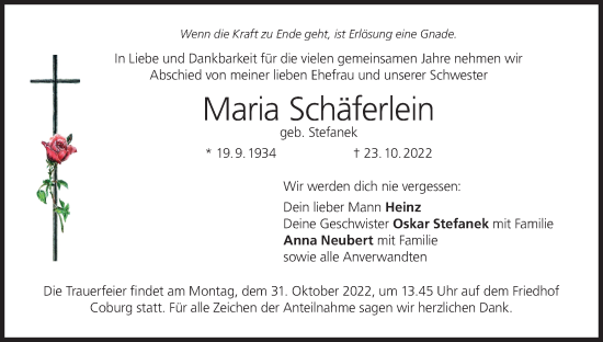 Anzeige von Maria Schäferlein von MGO