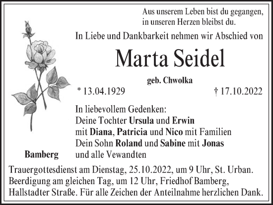 Anzeige von Marta Seidel von MGO