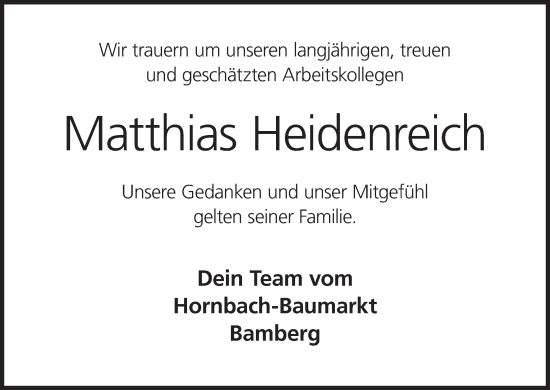 Anzeige von Matthias Heidenreich von MGO