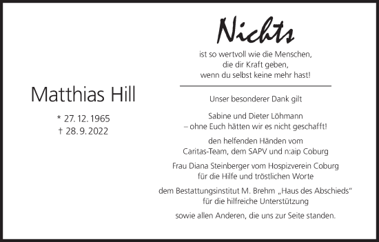 Anzeige von Matthias Hill von MGO